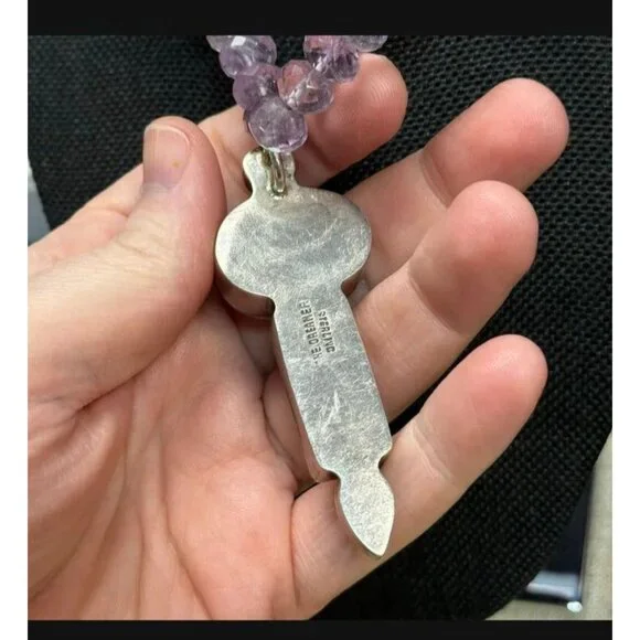 Echo of the Dreamer Necklace Faceted Amethyst Beads Druzy Quartz Pearl 18" - Picture 6 of 6